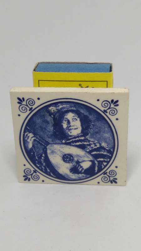 Miniature Ceramic Blue & White Delft Style Hand Printed Tile (Elesva Holland) (Miniature, suitabl...
