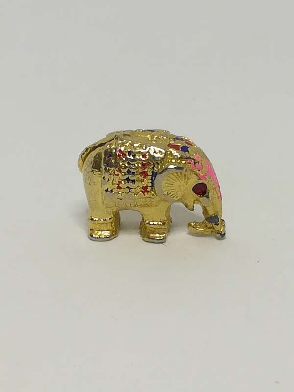 Miniature Brass Indian Decorated Elephant Name/Note Display Holder - Style 1 (Miniature, suitable...
