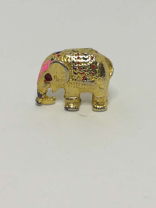 Miniature Brass Indian Decorated Elephant Name/Note Display Holder - Style 1 (Miniature, suitable...