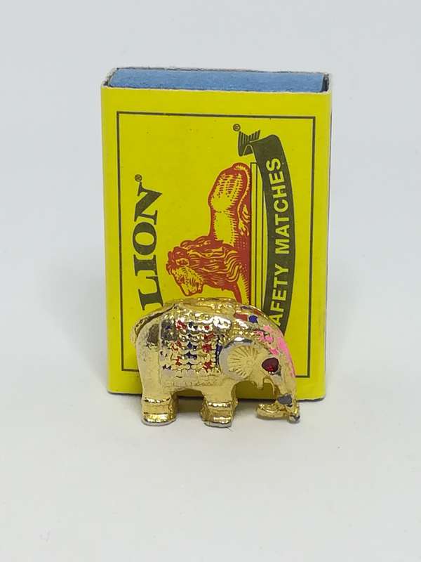 Miniature Brass Indian Decorated Elephant Name/Note Display Holder - Style 1 (Miniature, suitable...