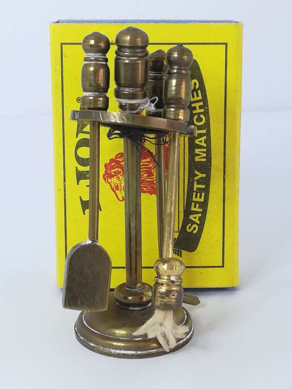 Miniature Fireplace Tool Set Brass (Miniature, suitable for printer's tray)
