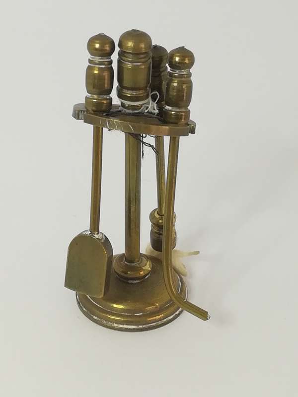 Miniature Fireplace Tool Set Brass (Miniature, suitable for printer's tray)
