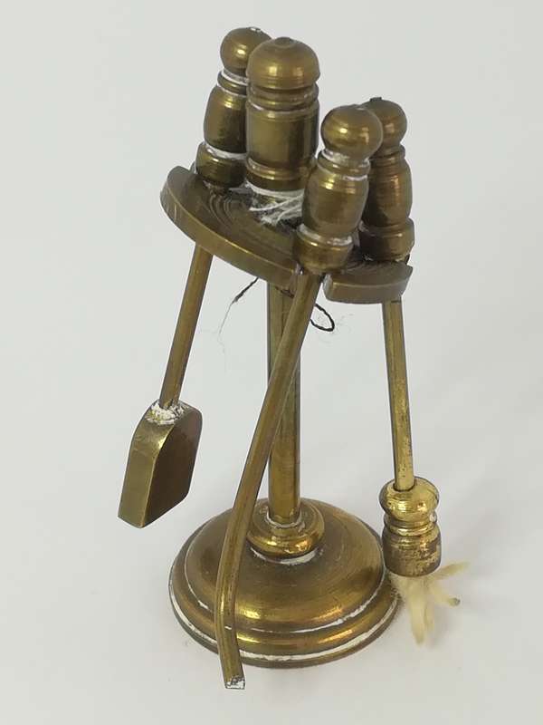 Miniature Fireplace Tool Set Brass (Miniature, suitable for printer's tray)