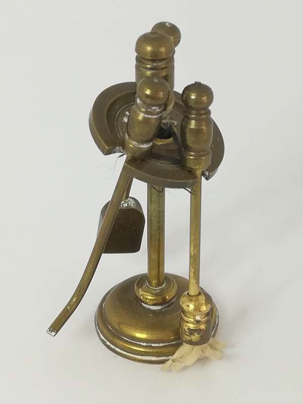 Miniature Fireplace Tool Set Brass (Miniature, suitable for printer's tray)