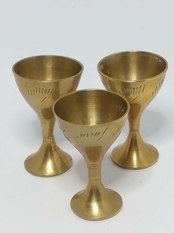 Miniature Brass Cups with Engraving (3 Cups) (Miniature, suitable for printer's tray)