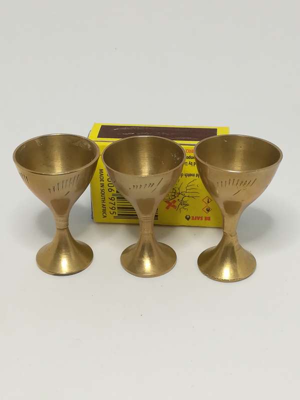 Miniature Brass Cups with Engraving (3 Cups) (Miniature, suitable for printer's tray)