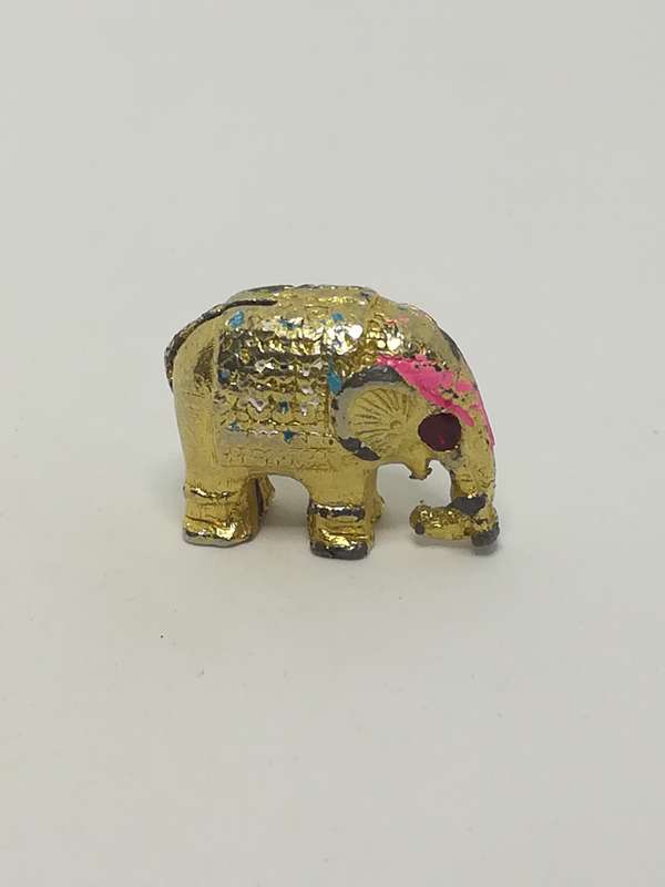 Miniature Brass Indian Decorated Elephant Name/Note Display Holder - Style 2 (Miniature, suitable...