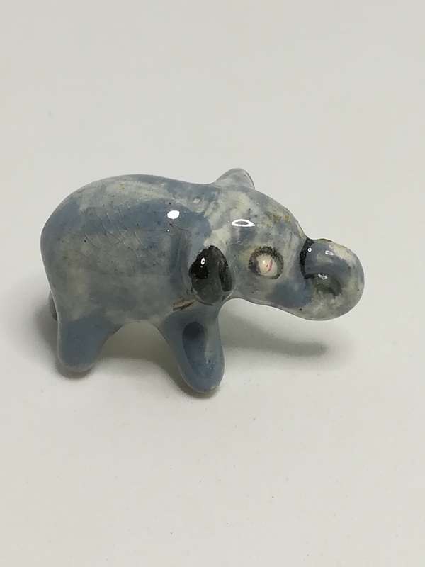 Miniature Ceramic Glazed Blue & White Elephant (Miniature, suitable for printer's tray)