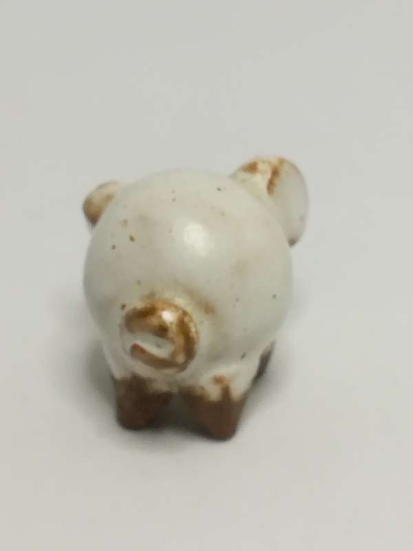 Miniature Ceramic White & Brown Pig (Miniature, suitable for printer's tray)