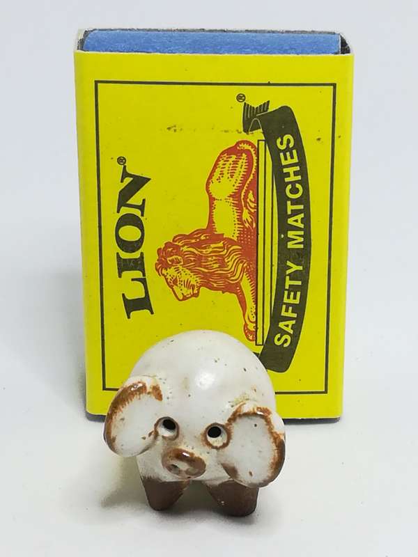 Miniature Ceramic White & Brown Pig (Miniature, suitable for printer's tray)