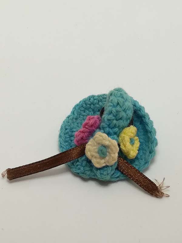 Miniature Blue Wool Knitted Straw Hat (Miniature, suitable for printer's tray)