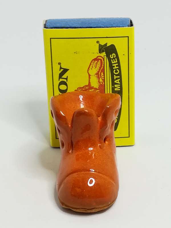 Miniature Single Orange Ceramic Lace Up Boot without Laces (Miniature, suitable for printer's tray)