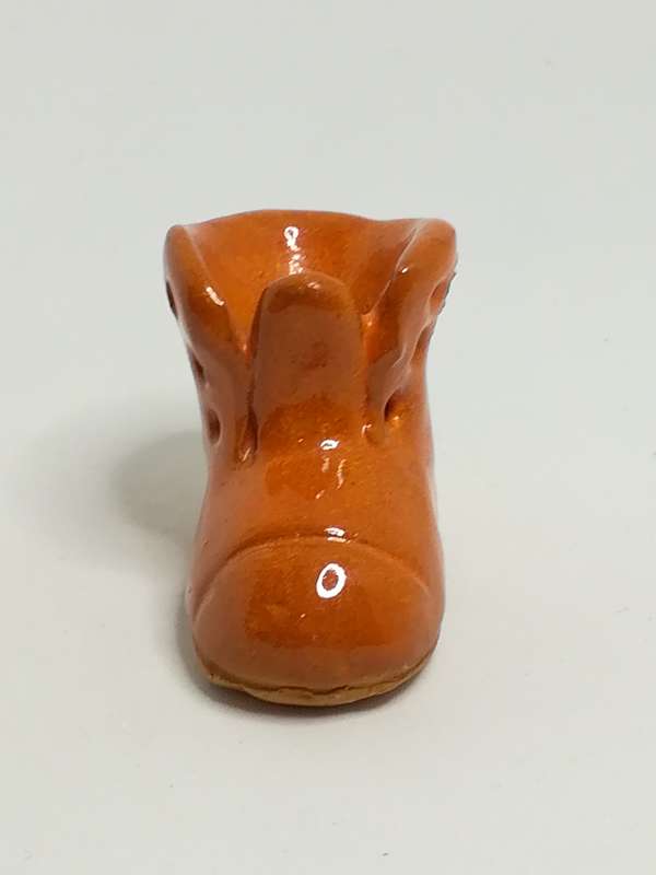 Miniature Single Orange Ceramic Lace Up Boot without Laces (Miniature, suitable for printer's tray)