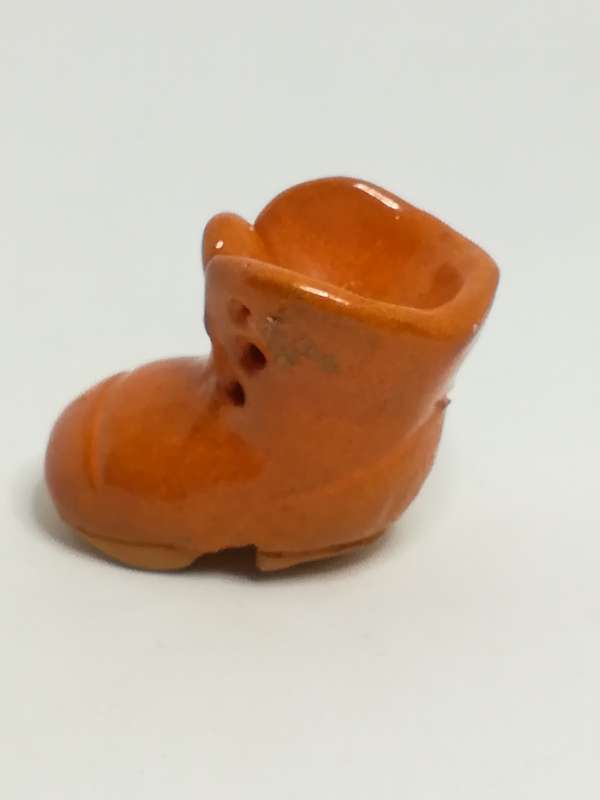 Miniature Single Orange Ceramic Lace Up Boot without Laces (Miniature, suitable for printer's tray)