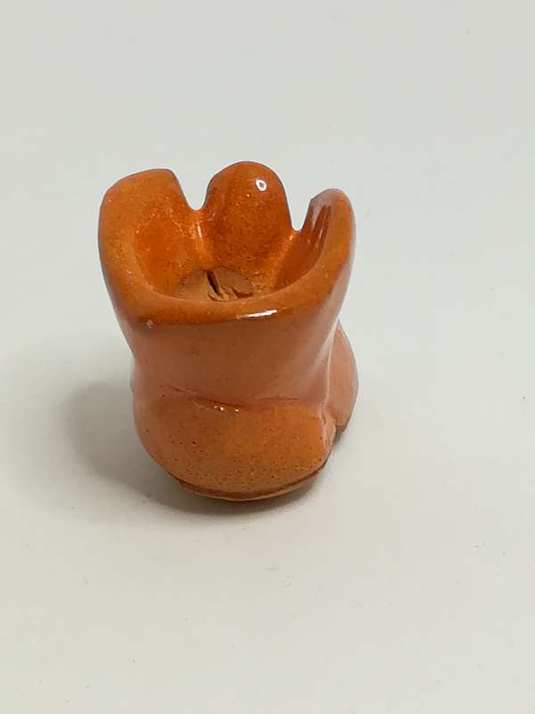Miniature Single Orange Ceramic Lace Up Boot without Laces (Miniature, suitable for printer's tray)