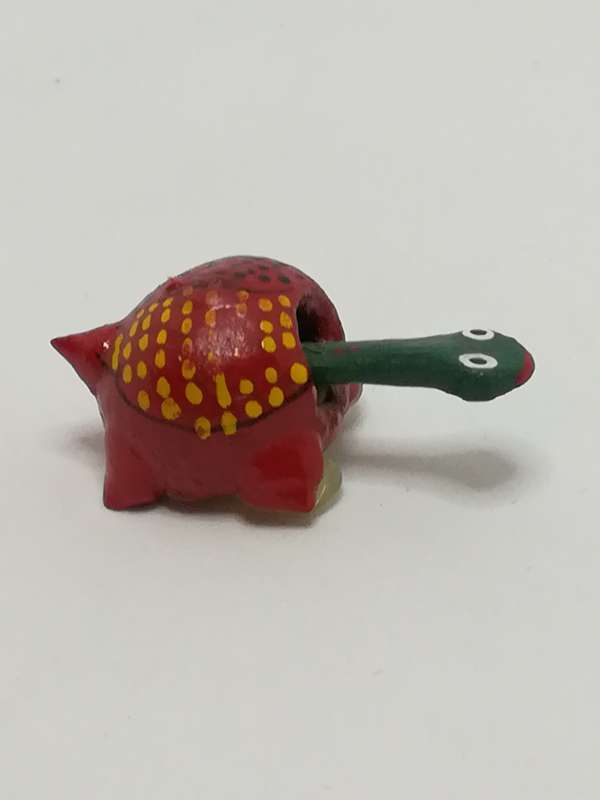 Miniature Wooden Red Black & Yellow with Moveable Neck Tortoise (Miniature, suitable for printer'...