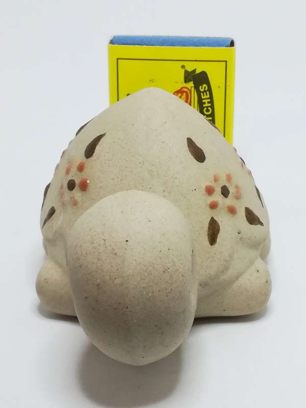 Miniature Plain Grey Clay Tortoise with Enamel Painted Flowers - Design 2 (Miniature, suitable fo...