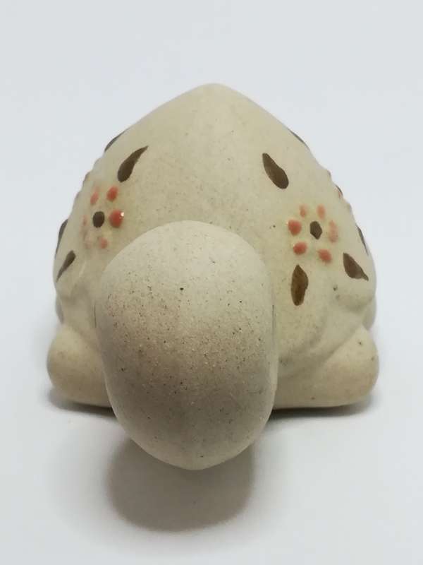 Miniature Plain Grey Clay Tortoise with Enamel Painted Flowers - Design 2 (Miniature, suitable fo...