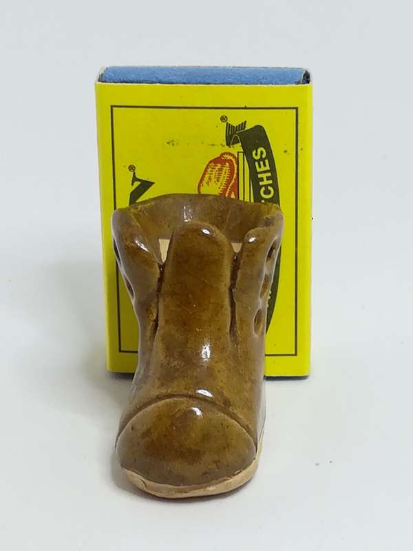 Miniature Single Brown Ceramic Lace Up Boot without Laces (Miniature, suitable for printer's tray)