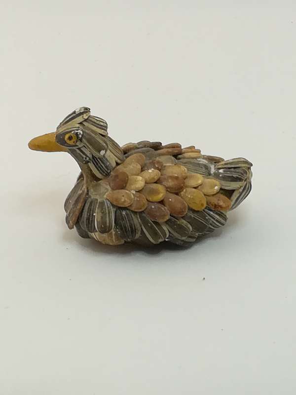 Small Ceramic Duck Decorated with Natural Seeds (Miniature, suitable for printer's tray)