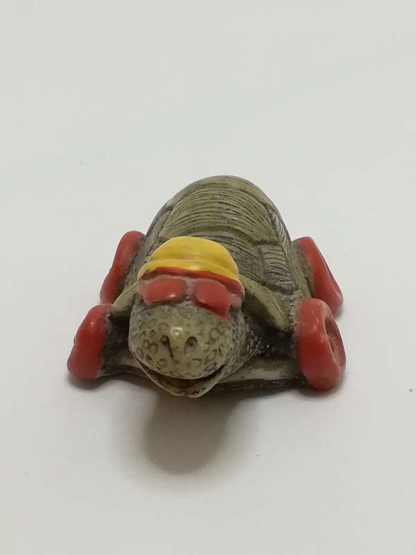 Miniature Tortoise on Red Wheels & Wearing Yellow Cap & Red Sun Glasses (Miniature, suitable for ...