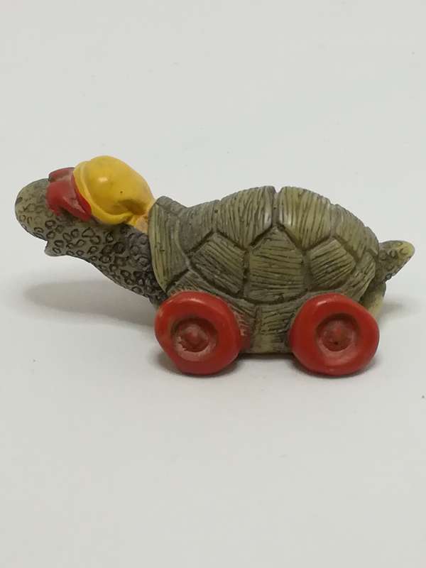Miniature Tortoise on Red Wheels & Wearing Yellow Cap & Red Sun Glasses (Miniature, suitable for ...