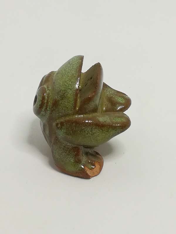 Miniature Ceramic Dark Green Frog Huge Smile (Miniature, suitable for printer's tray)