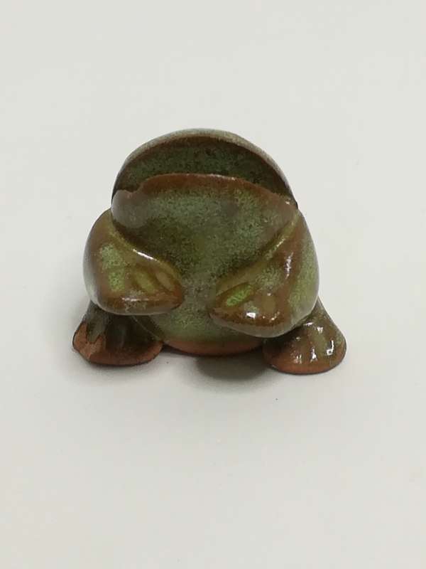 Miniature Ceramic Dark Green Frog Huge Smile (Miniature, suitable for printer's tray)