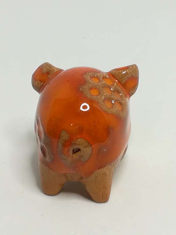 Miniature Ceramic Brown & Orange Elephant with Brown Flowers (Miniature, suitable for printer's t...