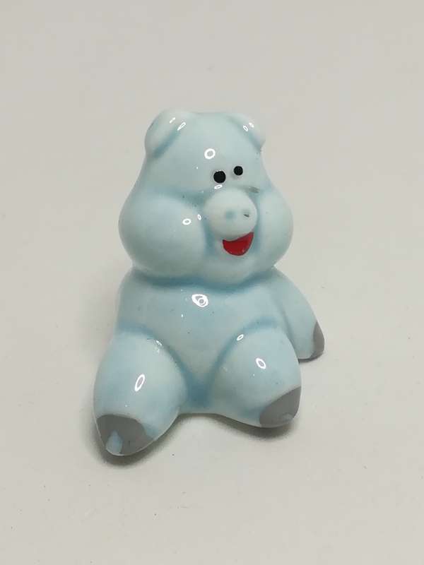 Miniature Ceramic Baby Blue Pig Sitting (Miniature, suitable for printer's tray)