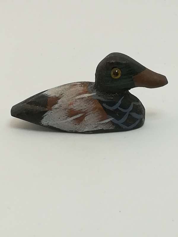Miniature Green, Brown & White Wooden Duck (Miniature, suitable for printer's tray)