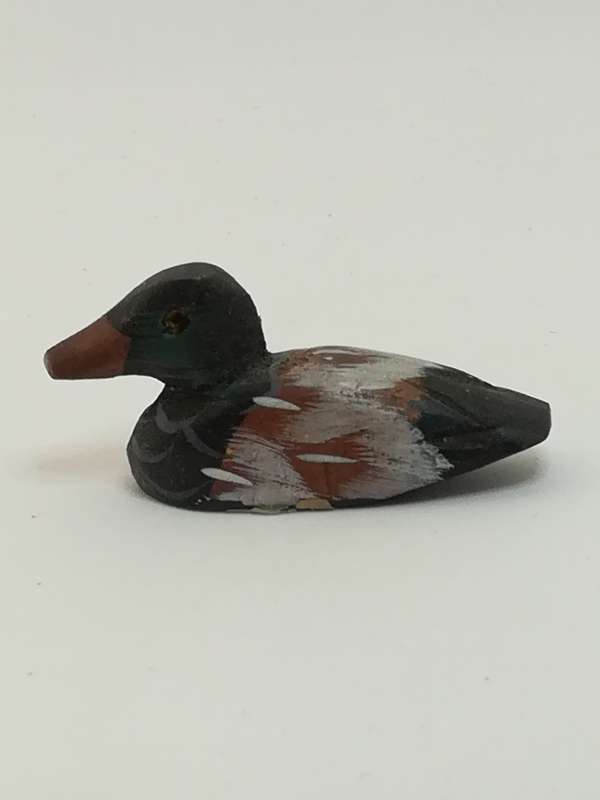 Miniature Green, Brown & White Wooden Duck (Miniature, suitable for printer's tray)