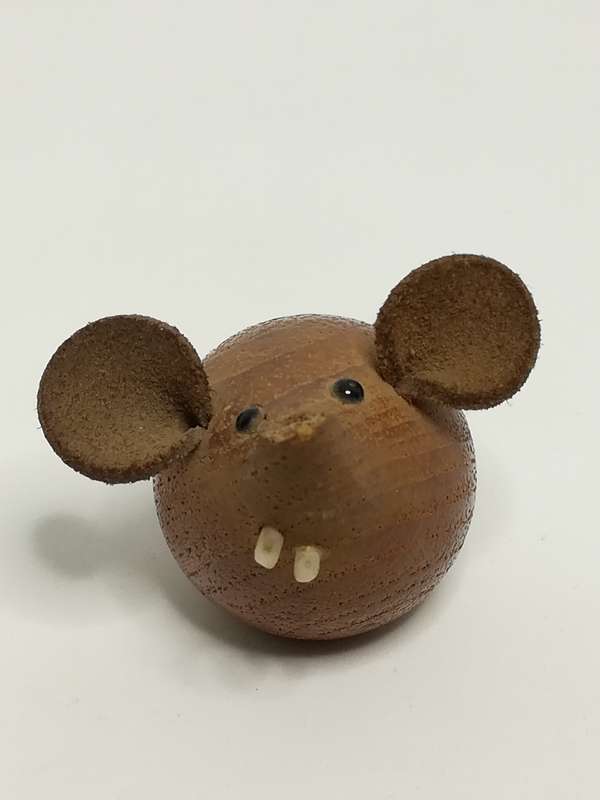 Miniature Wooden Brown Mouse Big Ears & Two White Teeth (Miniature, suitable for printer's tray)