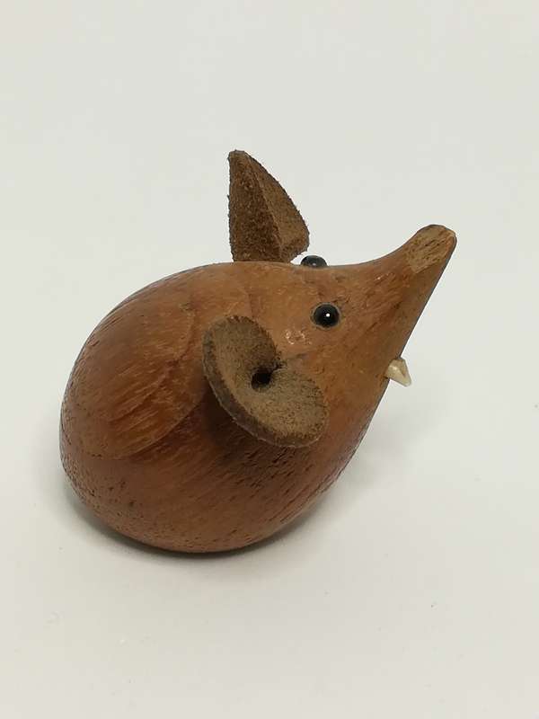 Miniature Wooden Brown Mouse Big Ears & Two White Teeth (Miniature, suitable for printer's tray)