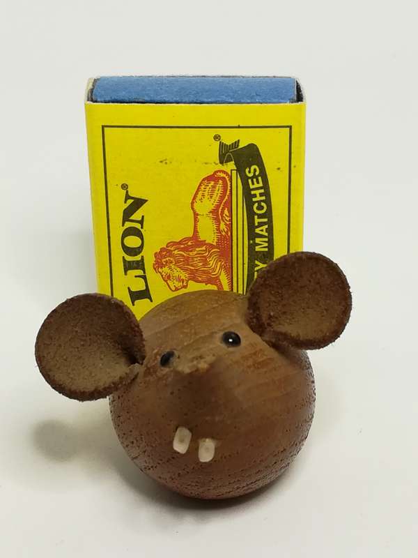 Miniature Wooden Brown Mouse Big Ears & Two White Teeth (Miniature, suitable for printer's tray)
