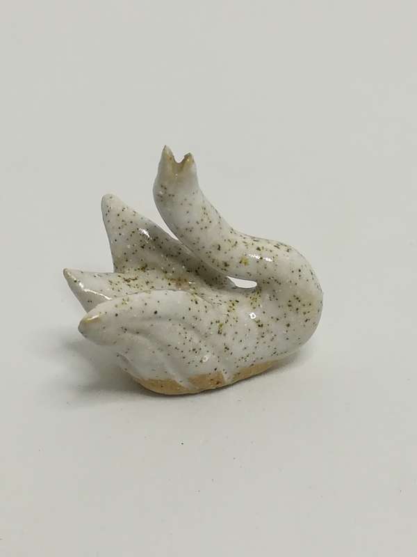 Miniature Ceramic Cream White & Brown Dots Swan (Miniature, suitable for printer's tray)