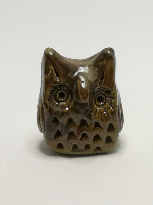 Miniature Ceramic Dark Brown Owl (Clay) (Miniature, suitable for printer's tray)