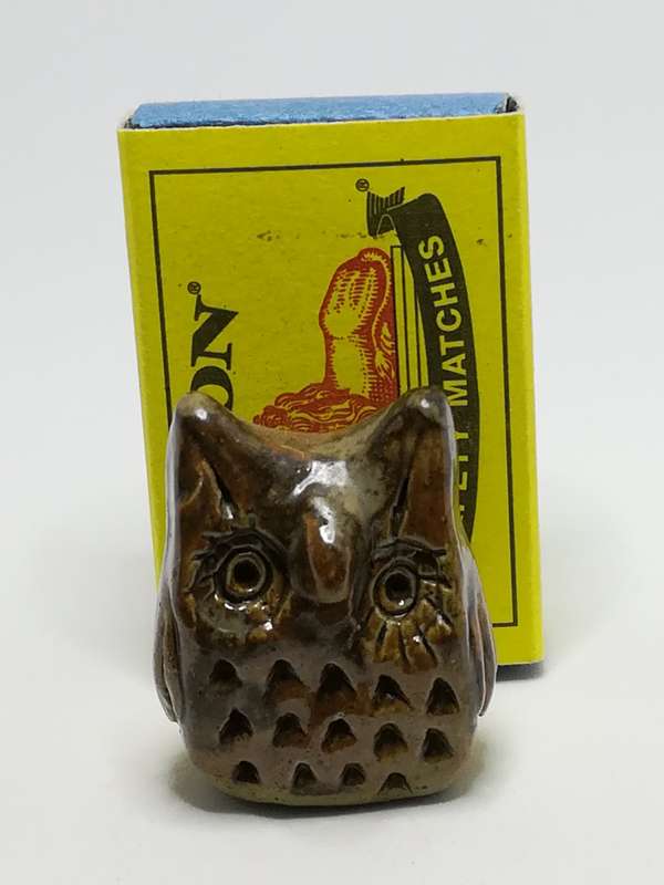 Miniature Ceramic Dark Brown Owl (Clay) (Miniature, suitable for printer's tray)