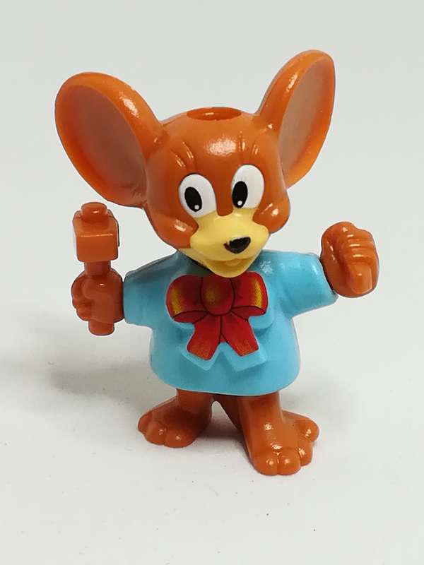 Miniature Brown Mouse Big Ears, Blue Shirt Red Ribbon & Holding Hammer (Miniature, suitable for p...