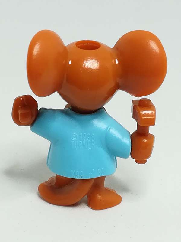 Miniature Brown Mouse Big Ears, Blue Shirt Red Ribbon & Holding Hammer (Miniature, suitable for p...