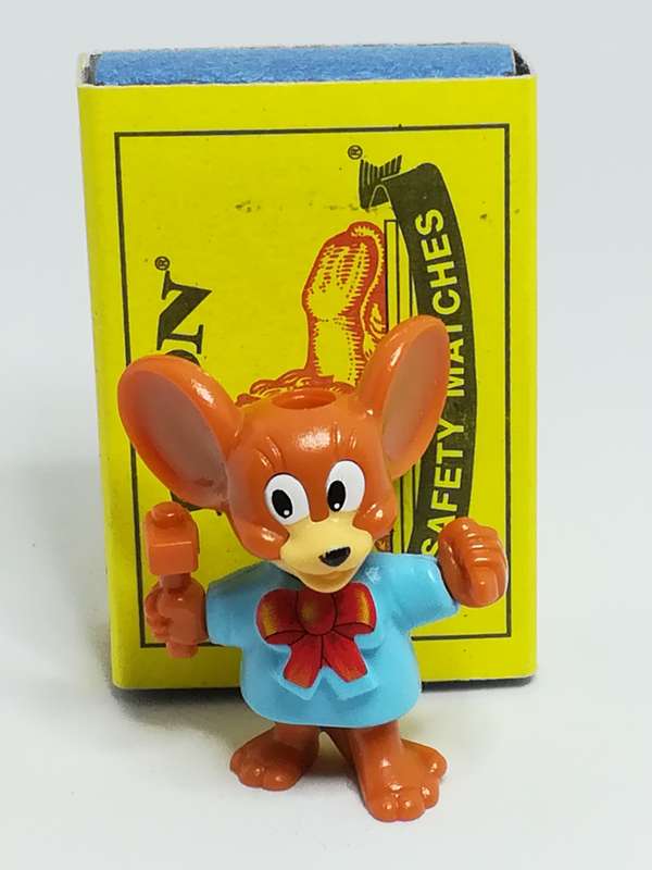 Miniature Brown Mouse Big Ears, Blue Shirt Red Ribbon & Holding Hammer (Miniature, suitable for p...