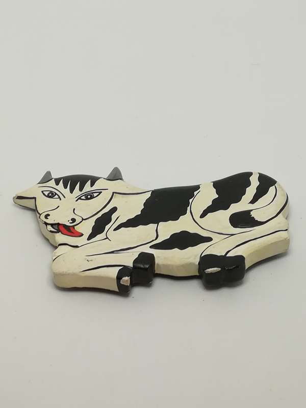 Wooden Black & White Cow Magnet