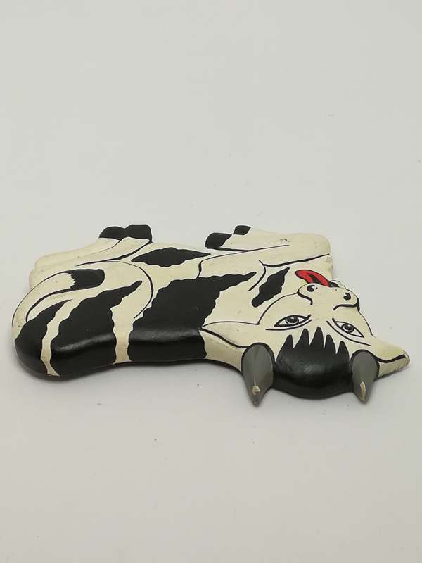 Wooden Black & White Cow Magnet