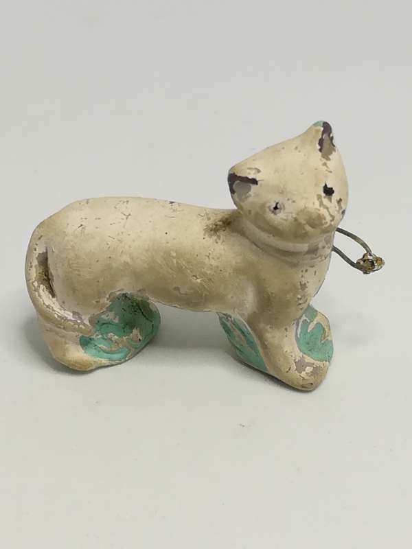 Miniature Ceramic White Cat with Necklace (Miniature, suitable for printer's tray)