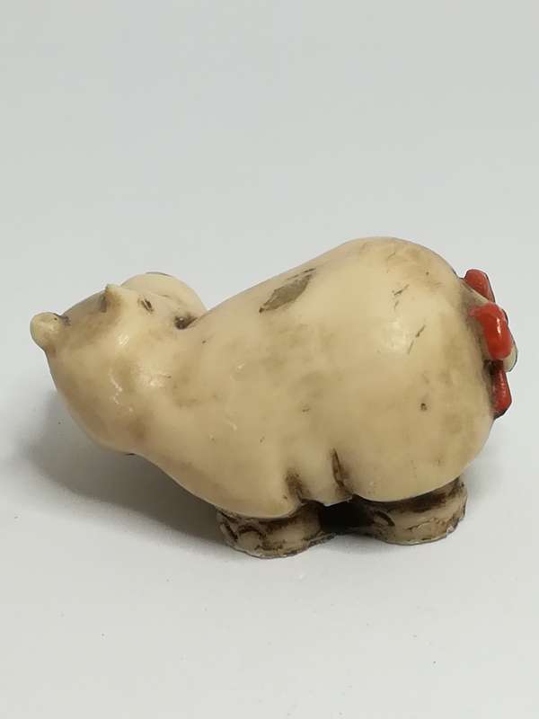 Miniature Hippo Red Ribbon on Tail (Miniature, suitable for printer's tray)