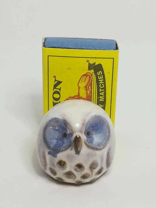 Miniature Ceramic Brown, Blue & White Owl (Miniature, suitable for printer's tray)