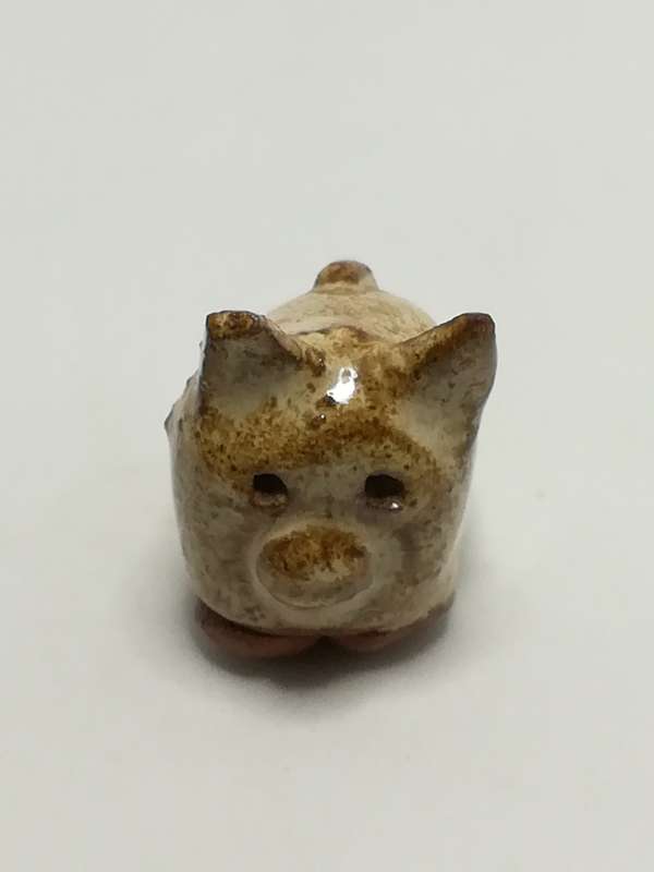 Miniature Ceramic Brown & White Pig (Miniature, suitable for printer's tray)