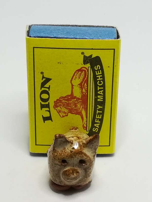 Miniature Ceramic Brown & White Pig (Miniature, suitable for printer's tray)