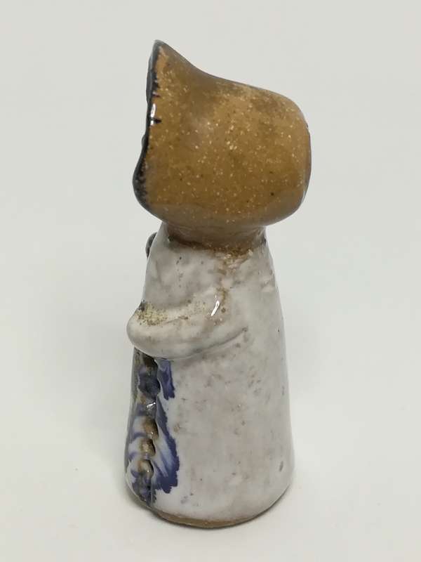 Miniature Ceramic Doll Dressed in Blue & White Dress & Bonnet (Miniature, suitable for printer's ...