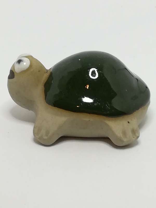 Miniature Clay Tortoise with Glazed Dark Green Shell (Miniature, suitable for printer's tray)